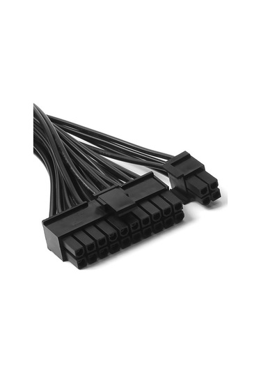 Besthome1 30cm Koyu Siyah 24pin Çift Güç Kaynağı Eş Zamanlı Başlatma Kablosu 2000w Destekli