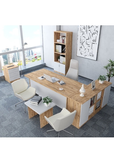 Padova 5'li Ofis Takımı  Model 3 Çam Beyaz