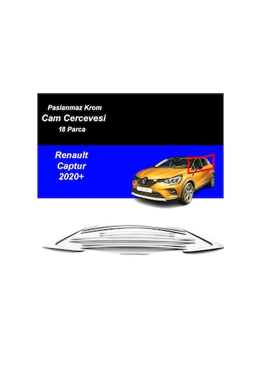 Renault Captur Cam Çıtası Komple Set Çerçevesi Kromu Nikelajı 2020 Sonrası
