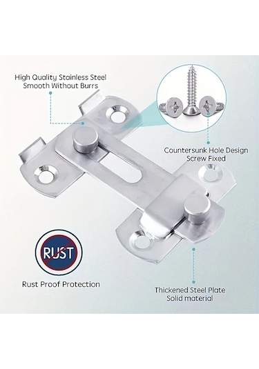 Cordial Paslanmaz Çelik Kapı Kilidi - Ağır Hizmet, 180 Derece Döner Sürgülü, Buton Kontrollü, Güç Gerektirmez, İç/dış Mekan Kullanımı, Dayanıklı