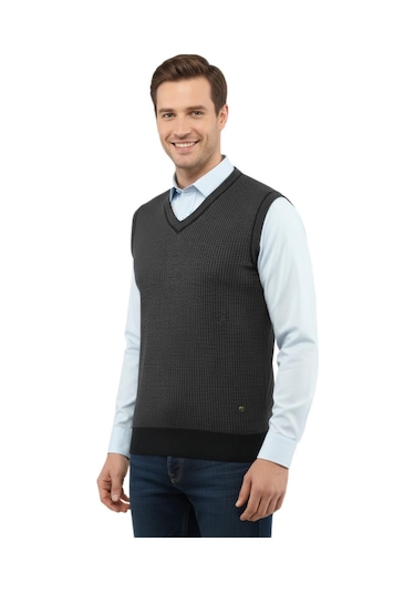 Çizgi Triko Erkek V Yaka Süveter Çelik Örgü Regular Kalıp 5208h Bgl-st04960 Lacivert