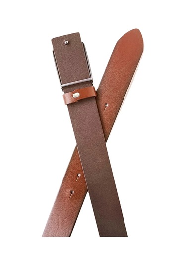 Hakiki Deri Kemer Erkek Spor Taba İğne Toka 4 CM / Rs1016 Si Taba