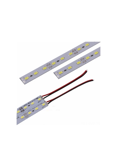 Geeksen 12v Dc 5630 Led Işık Şeridi 20cm - Tam Alüminyum Gövde + Pc Kapak, 15 Led, Beyaz Işık, 1 Adet