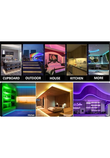 Shineyee Tv Arka Işık Seti Usb Led Şerit 2835 Tipi 16 Renkli Kumandalı 5m 300 Led Işık Kaynağı