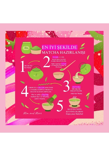 Mim and More Raspberry Strawberry Matcha Ahududulu ve Çilekli Matcha 50 G