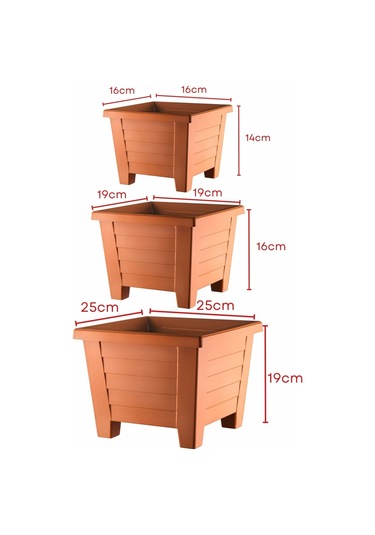 Nandy Home 3'lü Kare Saksı Seti