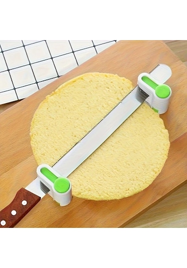 Zhanglei001 Yeşil 5 Katlı Ayarlanabilir Pasta Dilimleyici Ve Ekmek Bölücü Seti 2 Parça