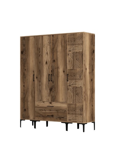 Variant Kumsal 4 Kapılı Stp Gardrop - Ceviz / Ceviz