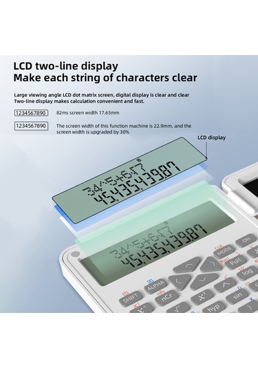 Silinebilir Yazı Tahtası İle Bilimsel Hesap Makinesi 240 Fonksiyon 2 Hatlı Lcd Ekran Katlanabilir Finans Matematik Hesap Makinesi Ortaokul Lise Üniversite Öğrencileri İçin Gökyüzü Mavisi Açık Mavi