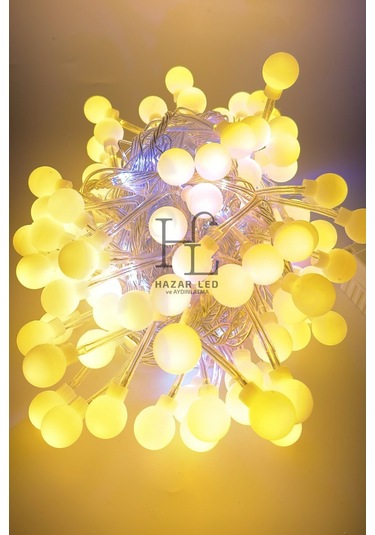 10 Metre Gün Işığı Beyaz Flaş Çakar Top Led Animasyonlu Şeffaf Kablolu Dekoratif Led Işık Yılbaşı Süsü Gün Işığı