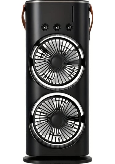 Xuweiwei Siyah Led Gökkuşağı Işıklı Çift Başlı Usb Masa Fanı 3 Hız Ayarlı 180 Derece Nozullu Kompakt Kişisel Soğutucu Beyaz Siyah Mini Fan