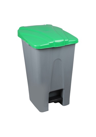 Safell Plastik Pedallı Çöp Kovası 70Lt Çöp Konteyneri Griyeşil