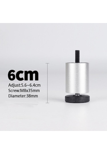 Suntek Magideal 4 Adet Alüminyum Alaşımlı Mobilya Gümüş-6cm