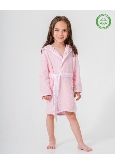 Çiçekli Bornoz Pembe Pembe