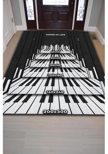 Homshtag Hayatın Akordu Siyah Müzik Sever Halısı Art Müzik Halısı Çok Renkli