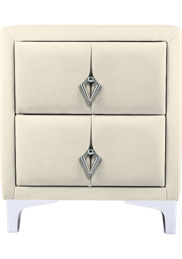 Harmony Silver Iki Çekmeceli Komodin- Yatak Odası Kumaş Döşemeli 2 Kapaklı Komodin Modeli Beyaz