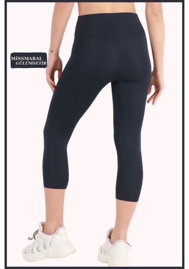 Yüksek Bel Toparlayıcı Kapri Tayt Diz Altı Lacivert Dar Paça Karyoka Dikiş Detaylı Capri 1020 Lacivert