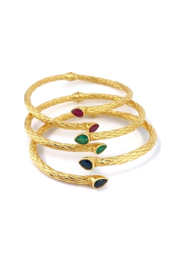 Altınbeyı 22 Ayar Altın Kelepçe Bilezik Yeşil Taşlı 11.50 Gram Aby22klp004