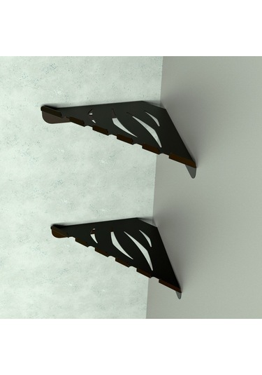 Metal Banyo Köşe Rafı İkili Çift Katlı Modern Duş Köşeliği Siyah Vidalı Siyah