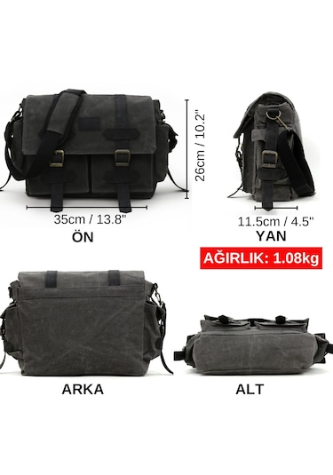 Dark Cotton 7156 Suya Dayanıklı Kanvas Siyah Omuz Postacı Çantası