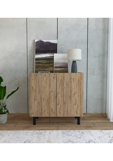 Modern Mdf Çok Amaçlı 80 Cm 2 Kapaklı Ahşap Konsol