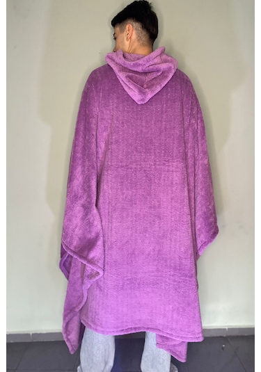 Giyilebilir Hoodie Battaniye Rahat Kalıp Tek Beden Lila