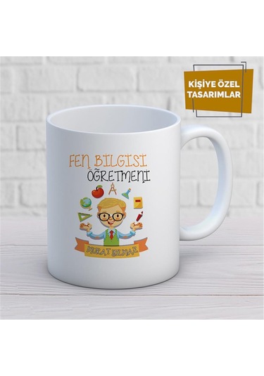 Kişiye Özel İsim Yazılabilir Fen Bilgisi Öğretmeni Kupa Bardak Çok Renkli