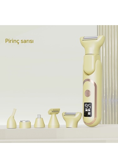 Epilatör Bayan Çift Başlı Tıraş Cihazı Özel Kasık Kılı Düzeltici Elektrikli Kazıyıcı Erkek Ve Kadın Epilasyon Aleti Beş Başlı Epilatör Sarı İngilizce