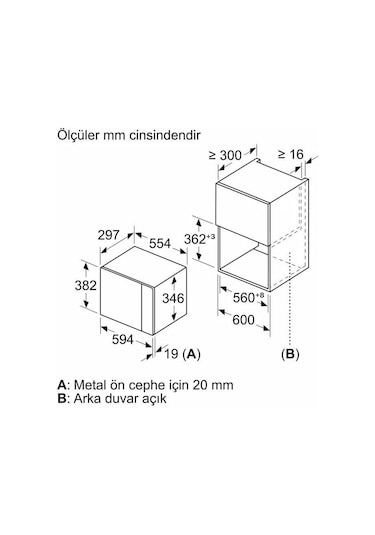 Bosch BFL524MH2 20 L Ankastre Mikrodalga Fırın Siyah