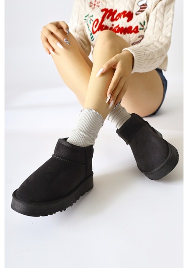 Lilly-anne Siyah Süet İçi Kürklü Kısa Bot 001