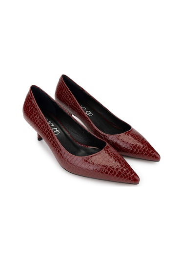 Tamer Tanca Kadın Hakiki Deri Bordo Stiletto Ayakkabı 886 01 Bn Ayk Sk24-25 Bordo Fsly Bsk Bordo