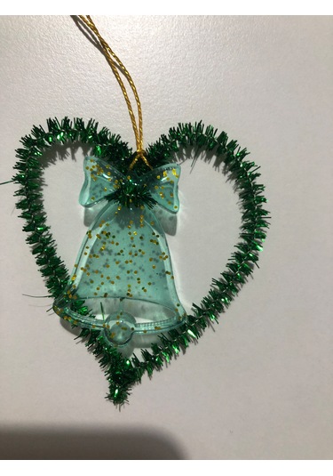 2 Li Sarı-yeşil Kalpli Çam Ağacı Yılbaşı Süsü