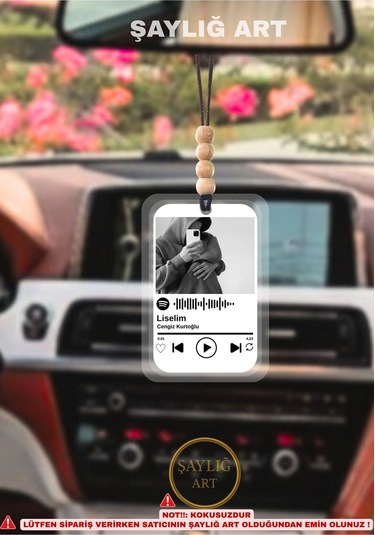 Kişiye Özel Spotify Qr Kodlu Araç Ayna Süsü , Aksesuar - Yazı /isim Eklenebilir Fotoğraf Hediyeli