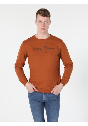 Colin's Regular Fit Baskılı Turuncu Erkek Sweatshirt CL1060126_Q1.V2_COR Kahverengi
