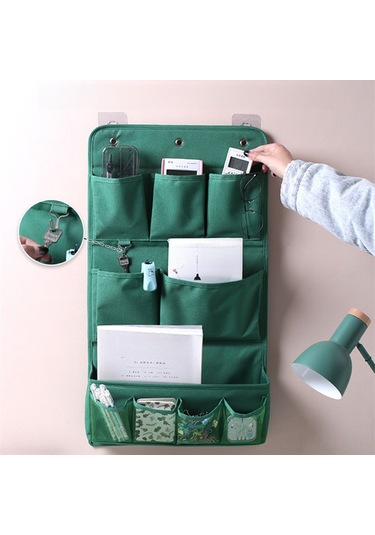 Yuntech01 Duvar Takılı Kumaş Depolama Çantası - İki Katlı Siyah, Telefon Ve Aksesuarlar İçin, Yatak Odası/dormada Kolay Kurulum, Organize Edici