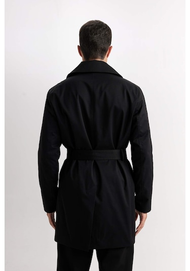 DeFacto Slim Fit Dar Kesim Düğmeli Kemerli Trençkot D5528AX25SPBK27