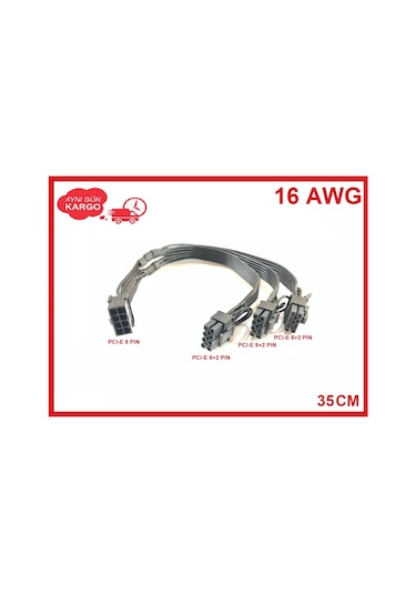 8 Pin 3 Port Erkek Ekran Kartı Güç Çoklayıcı Kablo Pcı-e Molex Dönüştürücü Kablo 16awg