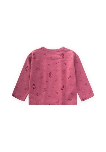 Uzun Kollu Desenli T-shırt 0-3 Yaş Mürdüm Mürdüm