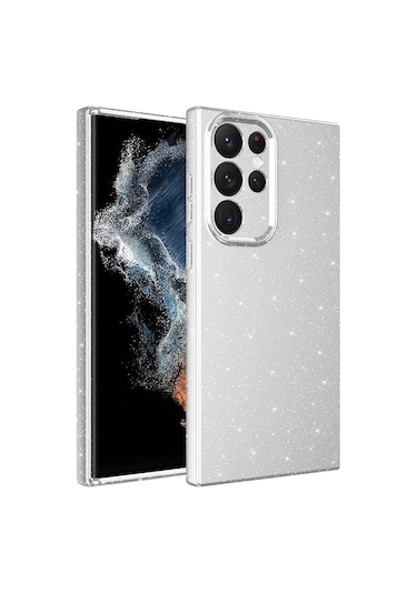 More Tr Galaxy Uyumlu S22 Ultra Kılıf Kamera Korumalı Simli Lüks Zore Koton Kapak