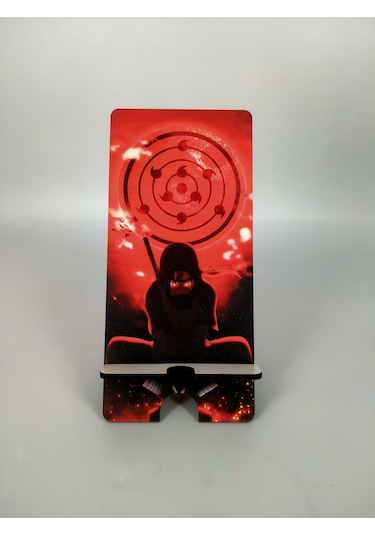 Naruto Uchiha Itachi Ahşap Telefon Tutucu Masaüstü Cep Telefonu Standı Hızlı Şarj Çok Renkli Belirti