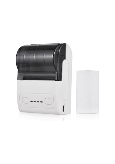 Vkemall Bisofice Mpt-ıı Mini 58mm Termal Fatura Yazıcı - Bluetooth İle Mobil/pc Uyumlu, 1500mah Batarya, 57x30mm Kağıtlı Beyaz