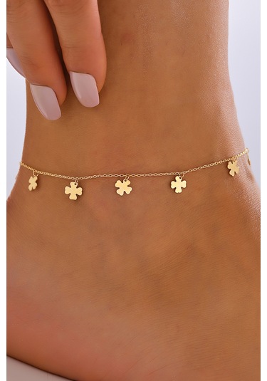 14 Ayar Altın Halhal Yonca Sallantılı Halhal - Mmhl -55004 Sarı Altın