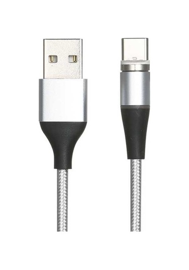 Pazly 2.4a Manyetik Şarj Kablosu, 2m, Naylon Örgülü, Hızlı Şarj, Gümüş Tip-c, Siyah/beyaz/kırmızı