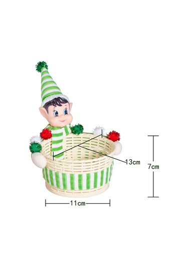 Suofeng Noel Elfesi Şeker Sepeti - Festivite Dekorasyonu Ve Atıştırmalık Saklama Kutusu, Kırmızı Yeşil Tasarım, Partiler İçin Pratik Depo