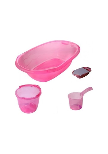 Ships Baby Bebek Banyo Küvet Seti 4'lü Şeffaf Pembe