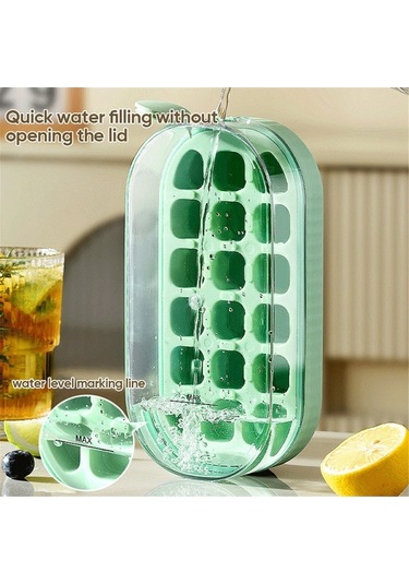 Besthome1 18 Hücrelü Basma Silikon Buzluk Kalıbı - Kapaklı Hijyenik, Kolay Doldurma Ve Buz Çıkarma, Mutfak Gereci Pembe Çok Ren Çok Renkli