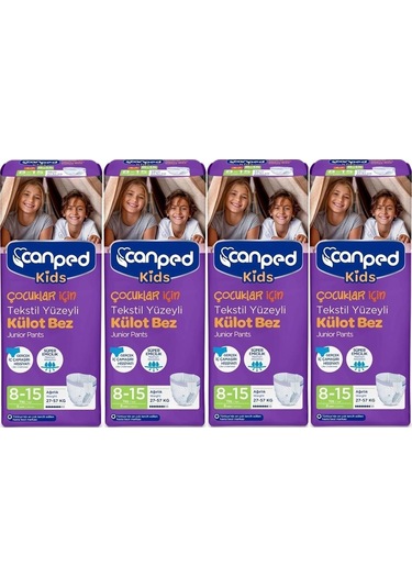 Canped Kids Çoçuklar Için Külot Bez Tekstil Yüzeyli Yaş:8 15 27 57kg 32 Adet 4pk 8
