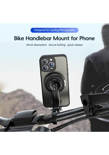 Geeksen Telesın Bisiklet Fotoğrafçılığı Ayakta Tutucu: Manyetik Şok Emici Kılıf, 360 Dönebilen Nilon+cam Elyaf, İphone 15 Pro Max Uyumlu