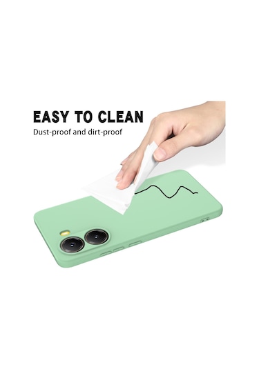 Xiaomi Poco X7 Pro İçin Düz Renk Sıvı Silikon Damlamaz Tam Kapsama Telefon Kılıfı Yeşil