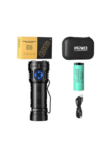 Yifomall 3050 Lumen Ultra Parlak F82 El Feneri, 8 Led Çok Fonksiyonlu, Taşınabilir, Dış Mekan Ve Tamir Için, Alüminyum Gövde, 26650 Pil Ve Çanta İçerir Siyah